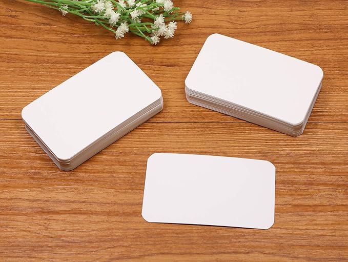 Penta Angel 100 Pcs Mini Paper Blank Gift Notes Cards DIY Craft Small Word Business Message Cards (White)