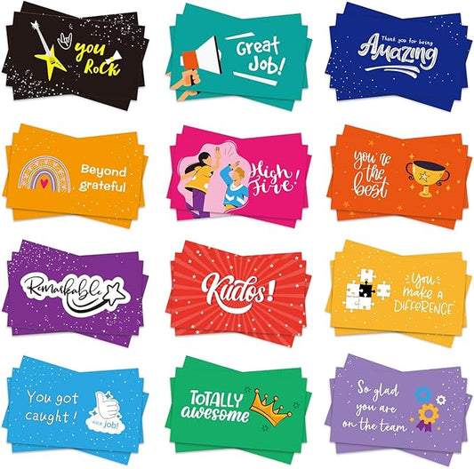 Yeaqee 240 Pcs Employee Appreciation Kudos Cards Funny Blank Back Motivational Card Encouragement Thank You Note Recognition Card for Teacher College Affirmation Gift(Classic)