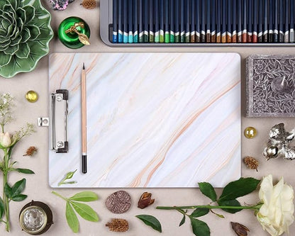 WAVEYU Marble Hardboard Office Clipboard, Decorative Clipboard with Low Profile Clip Chic Designed for Students Classroom School and Office Use, White (12.5"x9")