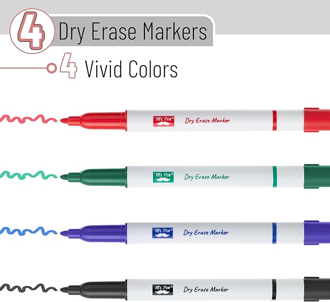 Mr. Pen- Dry Erase Markers, Fine Tip, 4 Pack, Assorted Colors, White Board Markers Dry Erase Fine Tip Markers, Whiteboard Markers, Dry Erase Pens, Dry Erase Markers Fine Tip