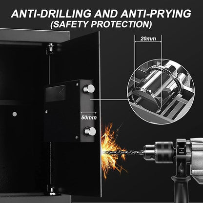 Tenamic Fireproof Safe Box 2.2 Cuft Electronic Digital Security Box, Keypad Large Lock Box Cabinet Safes with Internal Light, Solid Alloy Steel Office Hotel Home Safe with 2 Passwords, Black