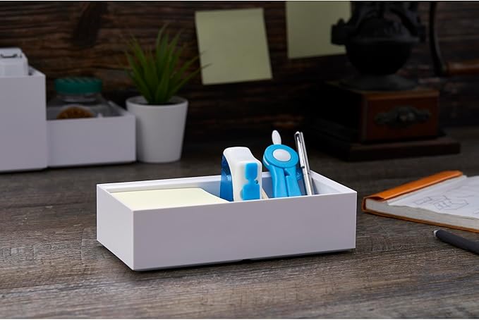 Bostitch Office Konnect Desk Organizer Accessory Tray, Wide, Stacks for Desktop Storage, White