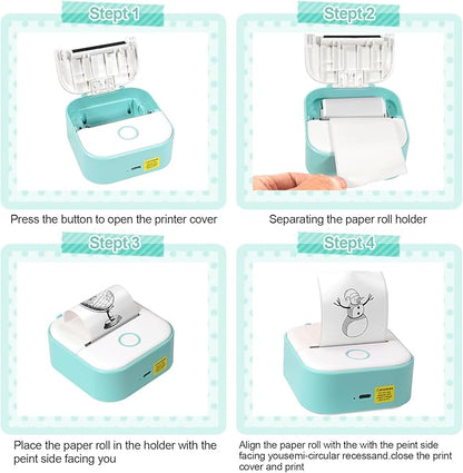 14 Rolls 53mmx28mm Thermal Printer Paper, Mini Colorful Self-adhesive Label Printer Paper for Phomemo Memoking Mini Printer, Small Printer T02/M02, Study Notes, Journal Photos (white)