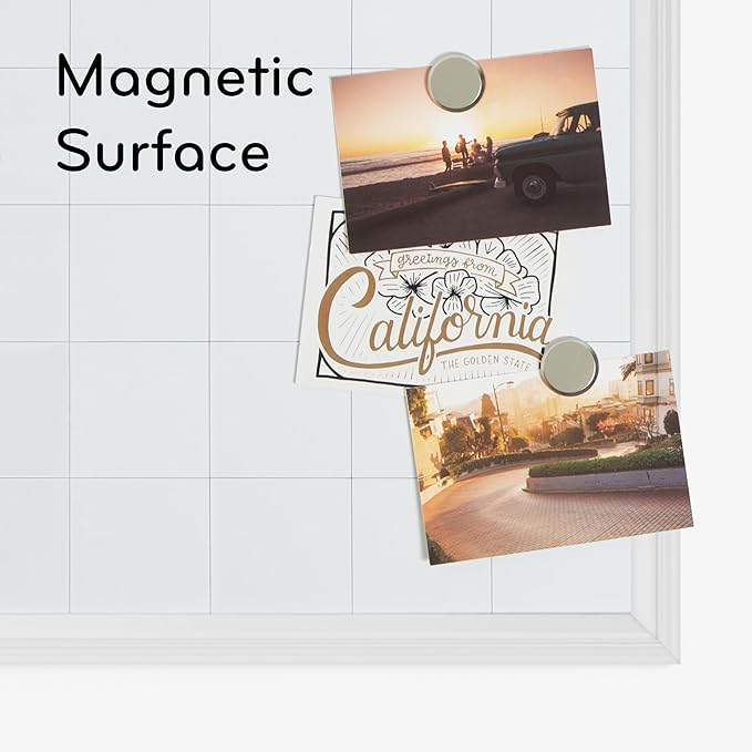 U Brands Magnetic Dry Erase Calendar Board, 30"x20", White Wood Style Frame, Includes Magnets