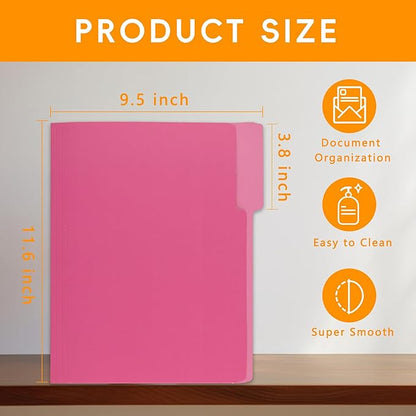 100 Packs File Folder,1/3-Cut Tabs,File Folders Letter Size,8.5x11 Pink File Folders for Office,School and Home,Organizer Documents