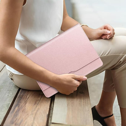 Fintie Sleeve Case for 12.4 Inch Microsoft Surface Laptop Go 3/2/1 (Model: 2013/1943), Premium PU Leather Protective Folio Book Cover with Large Pocket (Rose Gold)