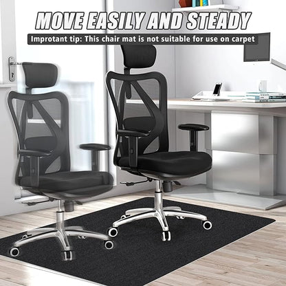 Sycoodeal Office Chair Mat for Hardwood Floor,Computer Gaming Chair Mat,Office Chair Mat for Tile Floor,Large Floor Protector Rug,Anti-Slip,Easy to Clean,Pure Black(48"x36")