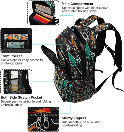 ALAZA Abstract Monster Truck Car Backpacks Travel Laptop Daypack School Book Bag for Men Women Teens Kids