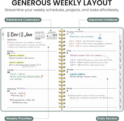 2026 Planner, Weekly and Monthly Calender Planner, Jan 2026 to Dec 2026, Hardcover 2026 Calendar Planner Book with Tabs & Inner Pocket, Office Home School Supplies for Women & Men - A5 (6.3" x 8.5"), Dusty Blue
