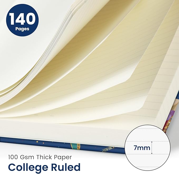 Lined Spiral Journal Notebook for Women, Pretty A5 College Ruled Hardcover Notebook for Work & Note Taking, Cute Aesthetic Journal for Writing, 140 Pages, Tulip