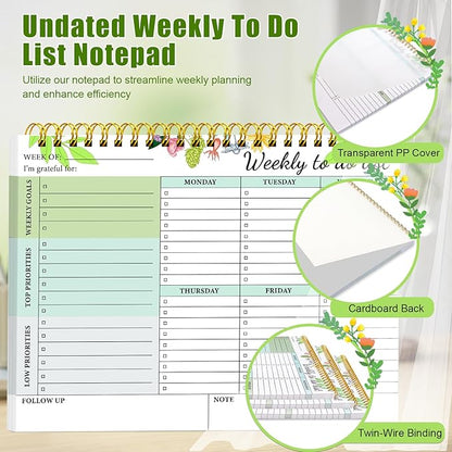 2 Packs To Do List Pad - To Do List Notebook for Work, 52 Sheets Weekly To Do List Notepad, 8.5"×11" To Do List Weekly Goal Notebook, Productivity Planning Pad for Work Office Home School