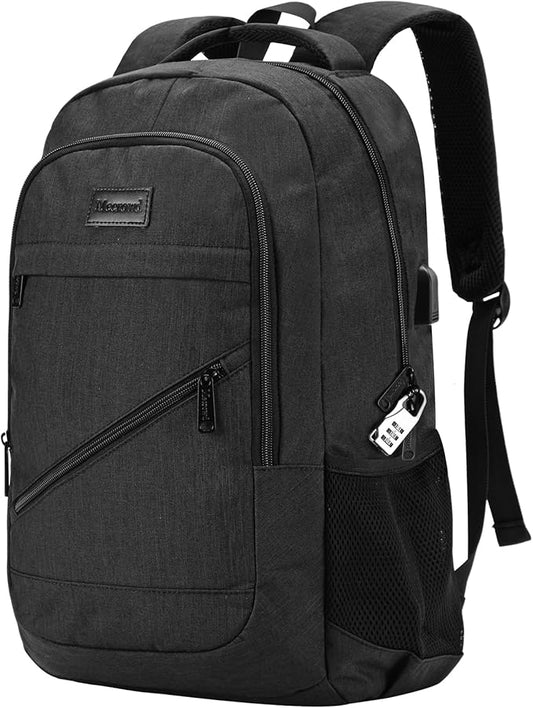 Laptop Backpack for Men, Anti Theft Backpack with USB Charging Port, 15.6 Inch Large Backpack for Travel Business (Black)