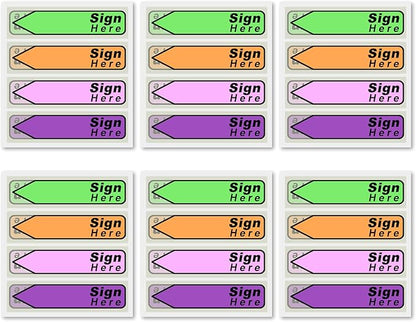 600pcs Stickers(6 Pack) Sign Here Labels, Sign Here Flags Sticky Notes Initial Tabs with Dispenser Arrow Labels Easy to Post for Office School Notary Books(Light green 1)