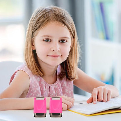 Sherr 2 Handwriting Line Stamp Roller Dashed Handwriting Lines Practice Roller Stamp for Kids, Teachers Kindergarten Education Classroom Back to School Need(2.72 x 2.44 x 1.54 Inch,Pink)