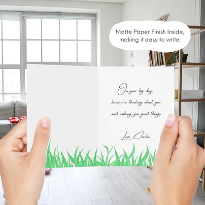 ALY LOU Cute Thank You Card, Thank U Greeting Note Card for Business, Teacher, Wedding, Birthday, Baby Shower, Blank Inside (Moo-Chas Grass-ias)