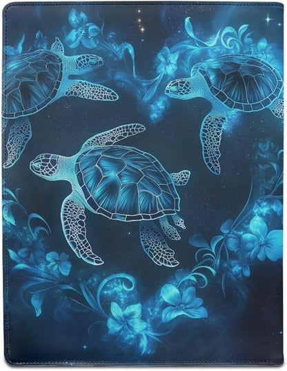 Cozeyat Heart Shape Sea Turtle Padfolio Portfolio Leather Binder for Women, Interview Legal Document Organizer Business Card Holder Letter Sized Writing Pad File Folders
