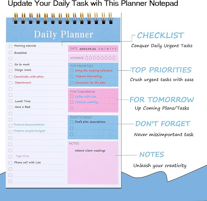 Do List Notepad, 52 Sheets To Do List Planner, 5.2"x7.8" To Do List Notebook, Undated Daily Planner 2024 for School/Office Supplies