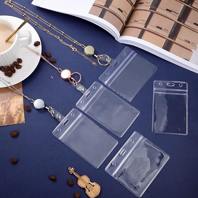 Lanyards for Id Badges 3 Pack Badge Lanyard with 6 Pcs Id Badge Holder Retractable Stainless Steel Teacher Lanyards Cruise Ship Lanyards for Girl Women (Silver, Gold, Rose Gold)