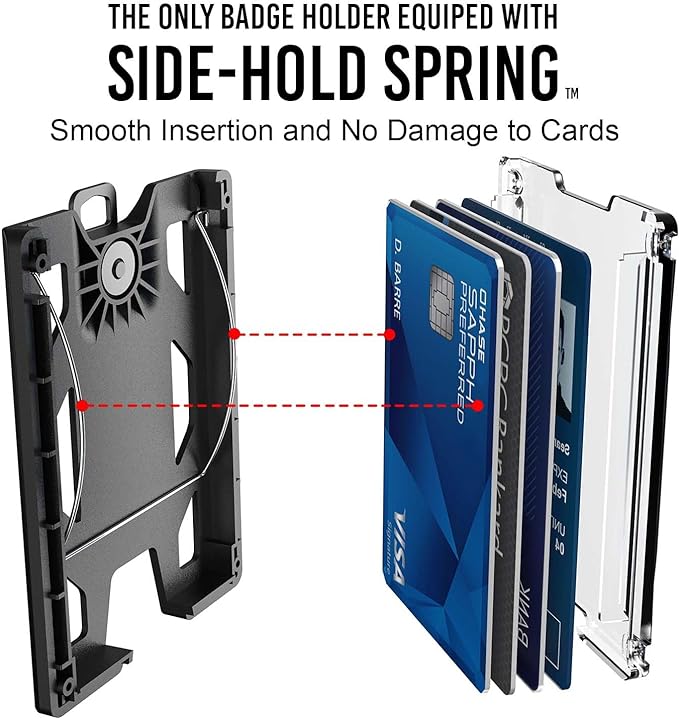 GOVO T4 Badge Holder No-Clip Version - Durable Polycarbonate ID Card Holder Holds 1 to 4 Cards (Black)