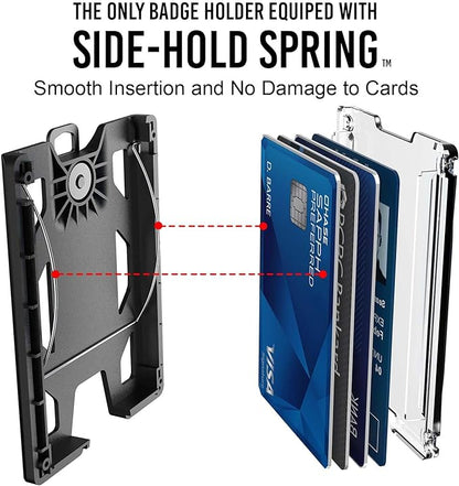 GOVO T4 Badge Holder No-Clip Version - Durable Polycarbonate ID Card Holder Holds 1 to 4 Cards (Black)