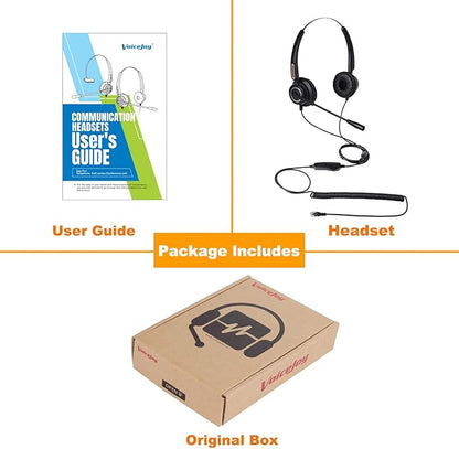 Volume and Mute Switch Headphone Office Binaural Headset with Microphone RJ9 Plug Only for Cisco IP Phones 794X 796X 797X 69XX Series and 8811,8841,8851,8861,8941,8945,8961,9951,9971 etc