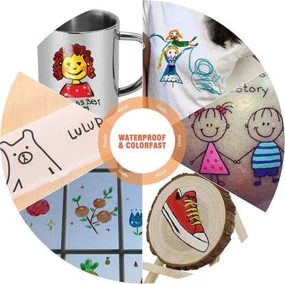 TOWON Permanent Markers 72 Assorted Colors - Waterproof Colored Pens Set 45 Fine Tip, 8 Ultra Fine, 8 Chisel Tip, 6 Neon, 5 Metallic Markers Home Office School Supplies for Kids, Adults Coloring