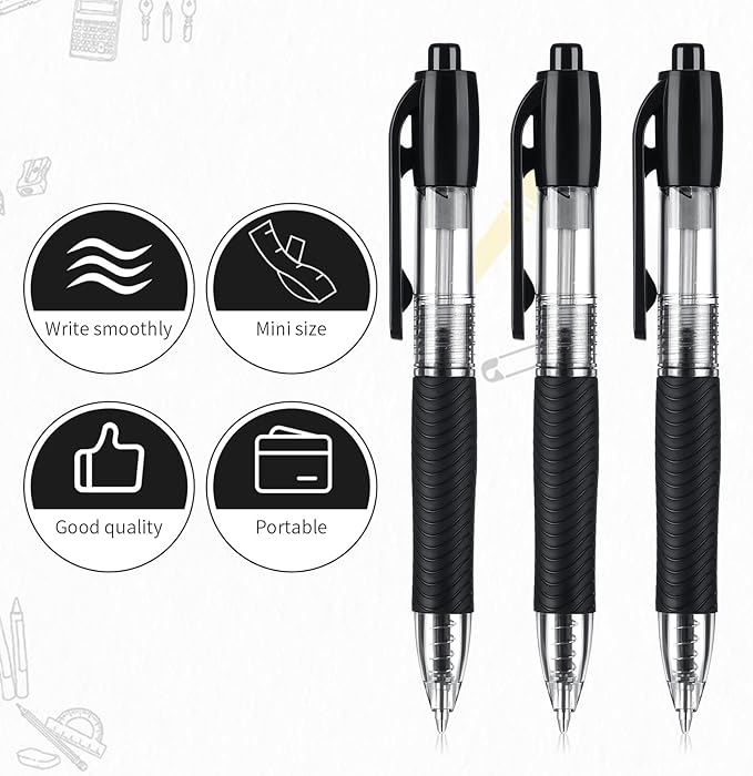 48 Pack Mini Ballpoint Pens Small Pocket 1.0mm Black Ink Pens Short Pen for Badge Office School Teacher Classroom Student Gifts