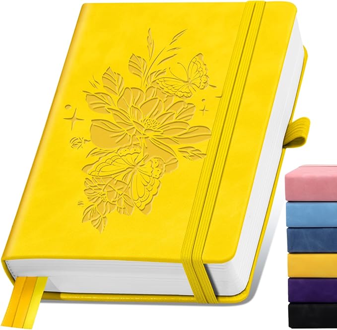 Lined Journal Notebook 365 Pages, A5 Leather Journals for Writing Women & Men, Hardcover Notebook with 100GSM Thick Paper, Daily Journal Notebook for Travel, Work, School, Note Taking, College Ruled