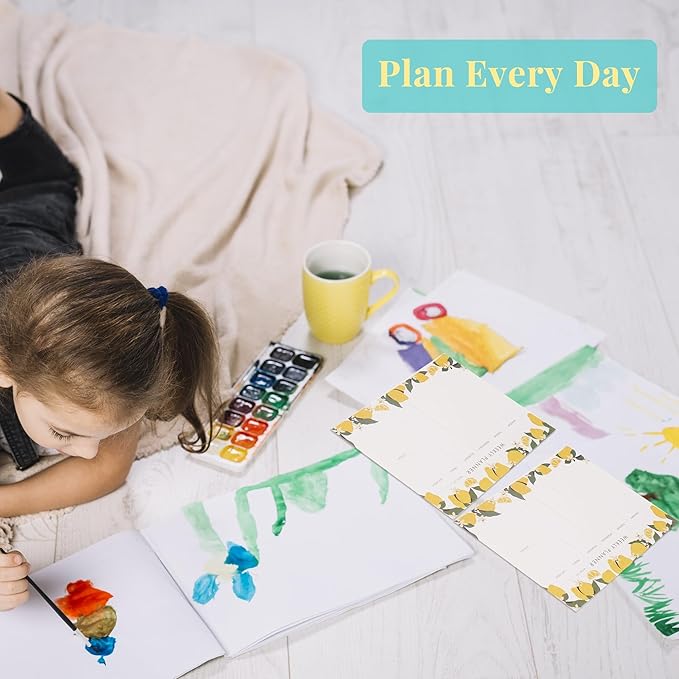 Weekly Planner Notepad Tear Off Set of 2 Weekly Calendar Pad 52 Undated To Do List Notepad Sheets Desk Planner Planning Pads Productivity Tracker for Work Goals Notes Schedule Ideas, Yellow