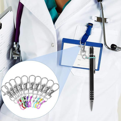 10PCS Retractable Pen Holders - Clip on Pens for Badge Reel, Perfect Pen Holder for Lanyard, Nurses, and X-ray Marker Holder