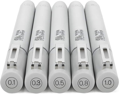 Winsor & Newton Fineliner Fine Point Pen Set, Assorted, Set of 5, Black