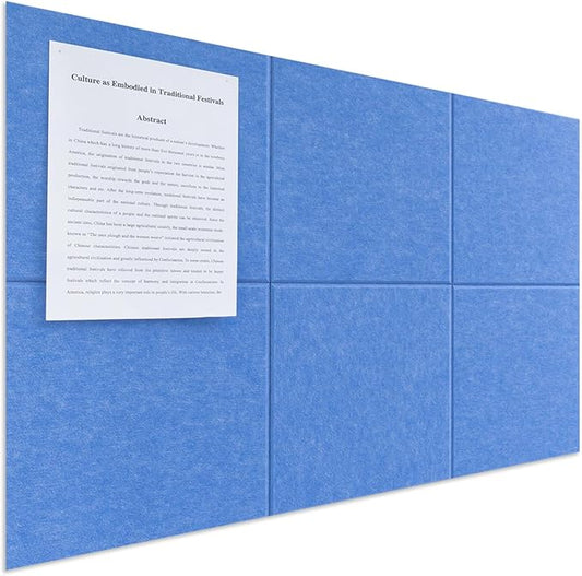 Large Felt Bulletin Board(36" x 24"),Cork Board Alternative,6 Pack Felt Wall Tiles with Safe Removable Adhesive Tabs,Notice Pin Board/Message Board/Vision Board for Office, School & Home