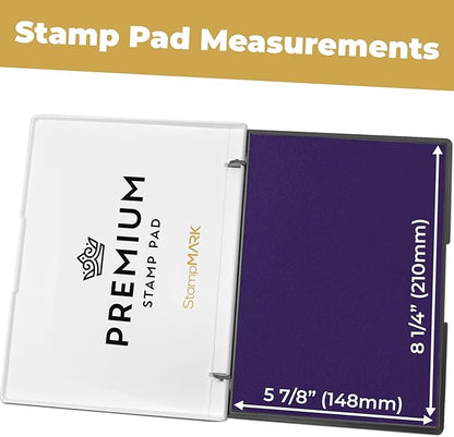 Premium Stamp Pad Extra Large Size 6" x 8" - for Traditional Rubber Stamps - Felt Pad Purple Color