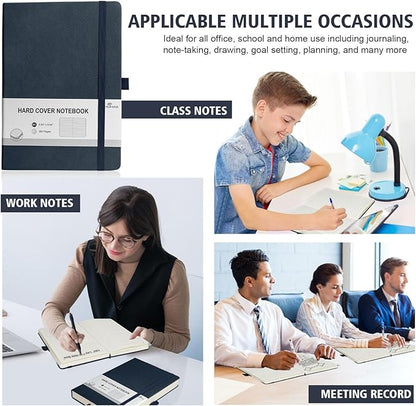 Lined Journal Notebook, 360 Numbered Pages(With page number), Thick Journal for Writing B5 College Ruled Notebook, 100gsm Lined Paper, Leather Hardcover, 9.8'' X 6.9''-Denim Blue