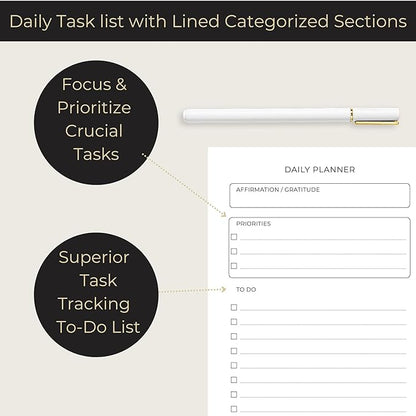 Daily Planner To-Do List Notepad - 50 Page Daily Planner Pad Checklist, To-Do List Notebook, and Work Planner - Daily Schedule Planner - 8.5 x 11 Inch Daily Planner Notepad - Task Planner Blu Monaco