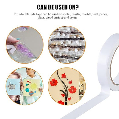 Double Sided Tape for Crafts, Double-Sided Tape for Arts, Scrapbook Supplies, Photography, Gifts Box, Scrapbooking, Card Making, Paper Backing, Tear-by-Hand, 6 Roll Heavy Duty Multi-Size Adhesive Tape