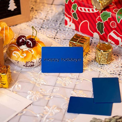 Thick Blue Aluminum Metal Business Cards Anodized Aluminum 86 X 54 X 0.8mm 15 pcs Include Protector Sleeves(Frosted)