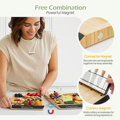 Charcuterie Board Gift Set: Large Bamboo Cheese Board with Chalkboard Edge & Forks - Ideal for Housewarming, Weddings, Bridal Showers, and Unique Gifts for Mom