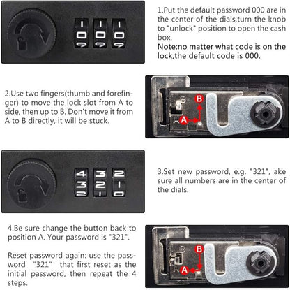 KYODOLED Medium Cash Box with Combination Lock Safe Metal Money Box with Money Tray for Security Lock Box 7.87x 6.30x 3.54Inch Pink Medium