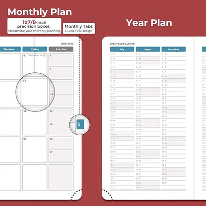 Weekly Monthly 2026 Planner (Jan.26-Dec.26),6.5"x3.75",12 Months Agenda Plan with Month Tabs & Pocket,Expenses/Note Pages, Appointment Book Calendar with Hardcover Vegan Leather Cover,Red