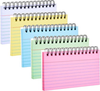 FRIUSATE Index Cards with Ring, 3x5 Inches Spiral Flashcards, Colored Ruled Notecards Index Cards Flash Cards with Ring for Studying Nursing School Office Taking to Do List(250 Sheets)