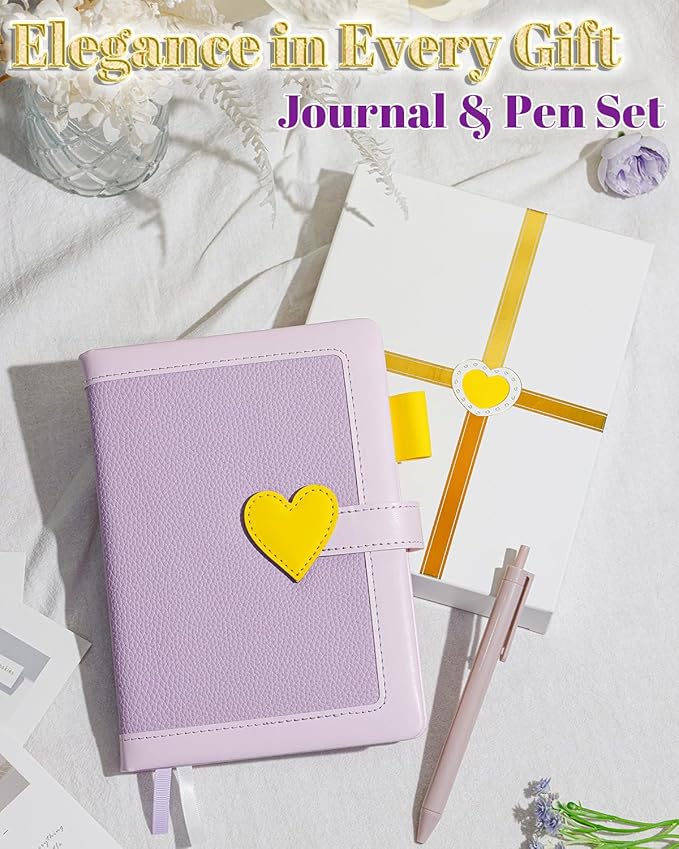 Journal for Women and Girls with Heart Buckle, 240 Pages Girls Diary Journal with Pen for Writing, Cute Daily Writing Journals for Women, Pretty Journaling Hardcover Notebooks(Lavender Purple)