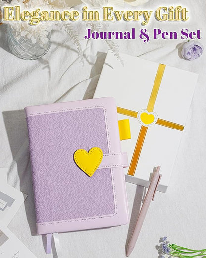 Journal for Women and Girls with Heart Buckle, 240 Pages Girls Diary Journal with Pen for Writing, Cute Daily Writing Journals for Women, Pretty Journaling Hardcover Notebooks(Lavender Purple)