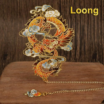 MOZART Chinese Dragon Chinese Style Brass Bookmark Classical Mythological Characters Mountain and Sea Sutra Series Creative Cultural Copper Bookmark Metal Bookmarks