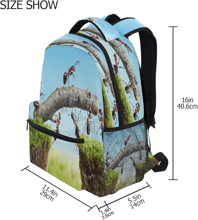 Blueangle Ant Team Backpack for Boy Girl Teens, Water Resistant School Backpack Lightweight Bookbag Casual Backpack