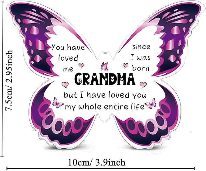 Grandma Gifts for Women Acrylic Plaque Bookmark Set Birthday Gifts for Grandmother Nana Personalised Butterfly Keepsake Bookmarker Mothers Day Christmas Appreciate Gifts for Her from Grandkids