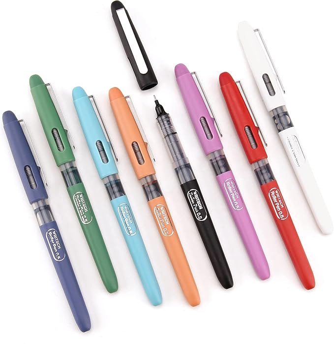 WRITECH Liquid Ink Rollerball, 0.5mm Extra Fine Point, Smooth Writing Quick Dry Roller Pens 8 Assorted Colors for Journaling, Drawing & Sketching (Vintage)