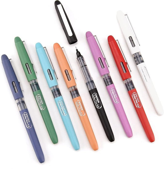 WRITECH Liquid Ink Rollerball, 0.5mm Extra Fine Point, Smooth Writing Quick Dry Roller Pens 8 Assorted Colors for Journaling, Drawing & Sketching (Vintage)