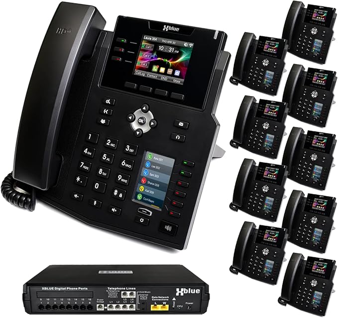 XBLUE X16 Plus VoIP System Bundle with (10) IP9g IP Phones - Including Auto Attendant, Voicemail, Remote Phone Extensions & Call Recording