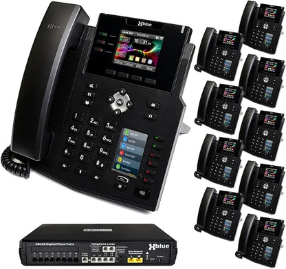 XBLUE X16 Plus VoIP System Bundle with (10) IP9g IP Phones - Including Auto Attendant, Voicemail, Remote Phone Extensions & Call Recording